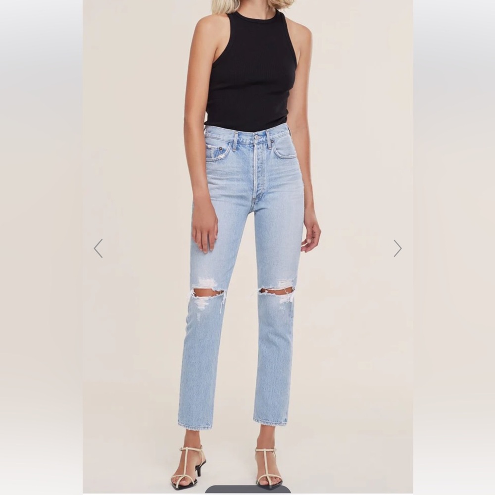 NWT- Agolde Riley High Rise Straight Crop in Clear Skies size 25
